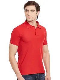 Stylish Multicoloured Cotton Blend Solid Polos T-Shirt For Men Pack Of 3-thumb1