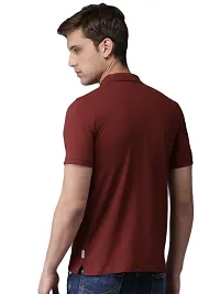 Stylish Maroon Cotton Blend Solid Polos T-Shirt For Men-thumb2