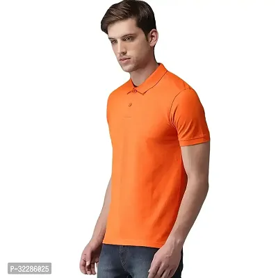 Stylish Orange Cotton Blend Solid T-Shirt For Men-thumb2