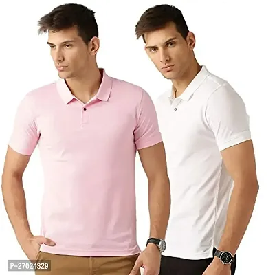 Reliable Multicoloured Cotton Solid Polos For Men Pack Of 2