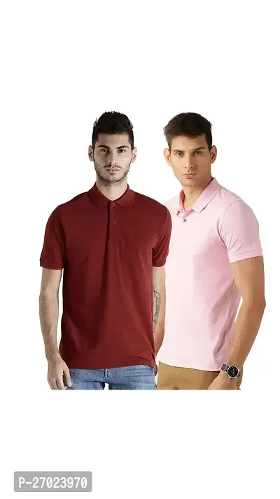 Reliable Multicoloured Cotton Solid Polos For Men Pack Of 2-thumb0