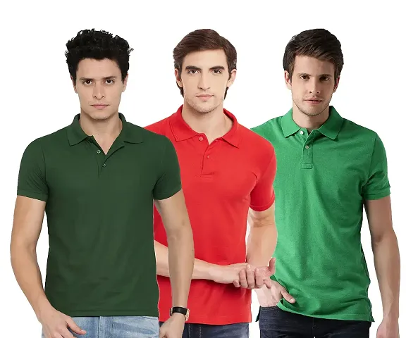 Reliable Blend Solid Polos For Men Pack Of 3