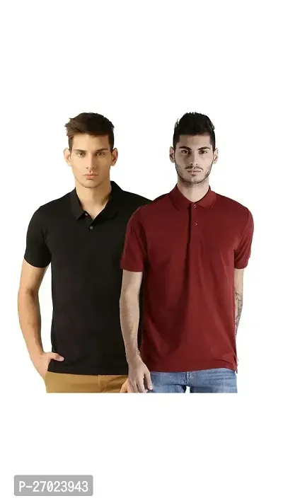 Reliable Multicoloured Cotton Solid Polos For Men Pack Of 2-thumb0