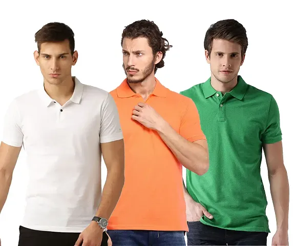 Reliable Blend Solid Polos For Men Pack Of 3