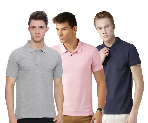 Reliable Blend Solid Polos For Men Pack Of 3