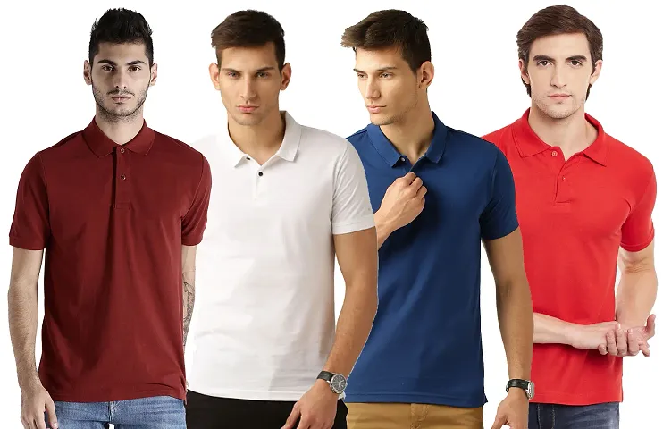 Must Have Cotton Blend Polos For Men Pack Of 4