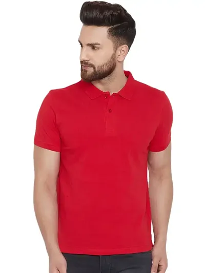 Stylish Blend Solid Polos T-Shirt For Men