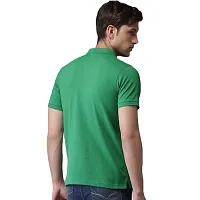 Stylish Green Cotton Blend Solid Polos T-Shirt For Men-thumb2