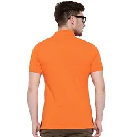 Stylish Orange Cotton Blend Solid Polos T-Shirt For Men-thumb2