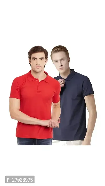 Reliable Multicoloured Cotton Solid Polos For Men Pack Of 2