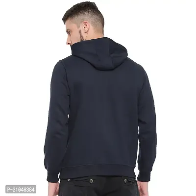 Stylish Navy Blue Fleece Hoodies For Men-thumb3