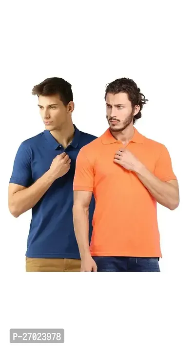 Reliable Multicoloured Cotton Solid Polos For Men Pack Of 2