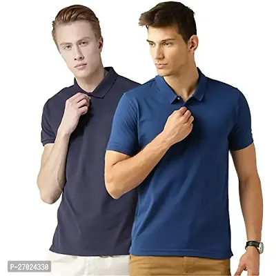 Reliable Multicoloured Cotton Solid Polos For Men Pack Of 2