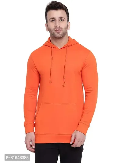 Stylish Orange Fleece Hoodies For Men