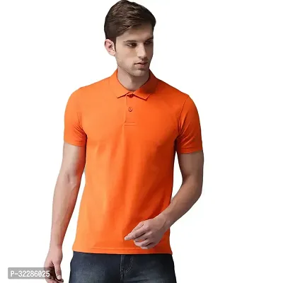 Stylish Orange Cotton Blend Solid T-Shirt For Men-thumb0