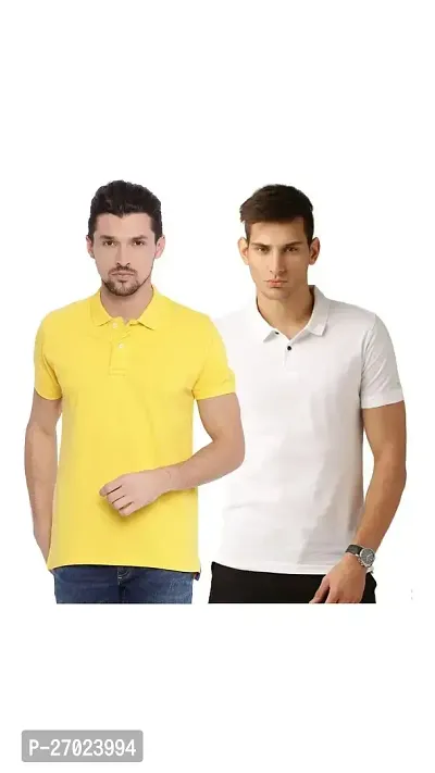 Reliable Multicoloured Cotton Solid Polos For Men Pack Of 2-thumb0