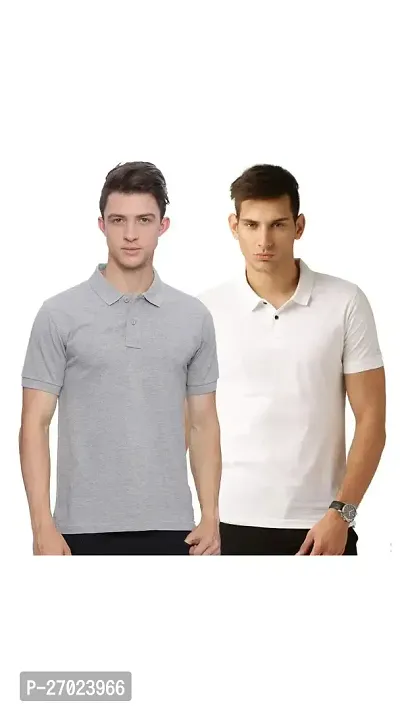 Reliable Multicoloured Cotton Solid Polos For Men Pack Of 2-thumb0