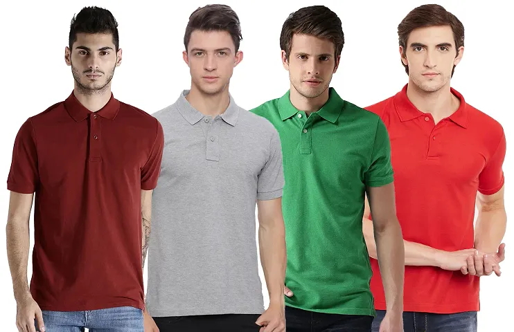 New Launched Cotton Blend Polos For Men Pack 4