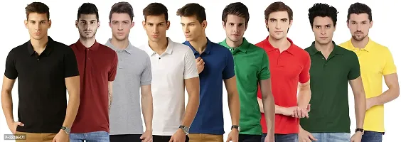 Stylish Multicoloured Cotton Blend Solid T-Shirt For Men Pack Of 9