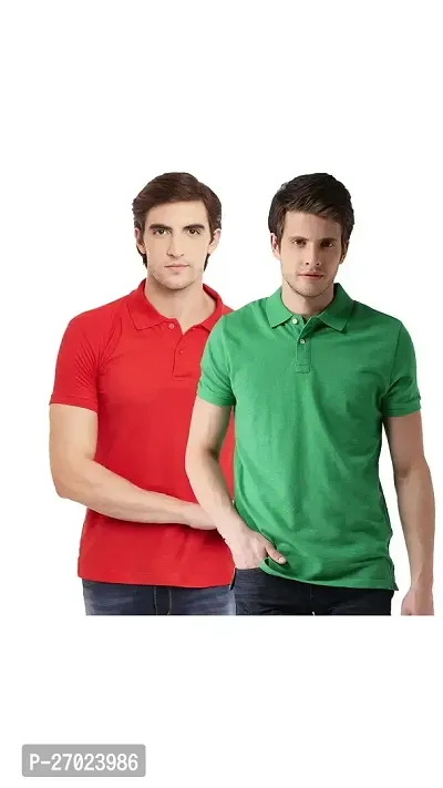 Reliable Multicoloured Cotton Solid Polos For Men Pack Of 2-thumb0