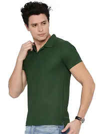 Stylish Multicoloured Cotton Blend Solid Polos T-Shirt For Men Pack Of 2-thumb1