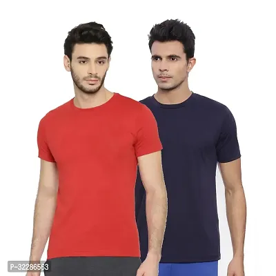 Stylish Multicoloured Polyester Solid T-Shirt For Men Pack Of 2