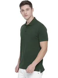 Stylish Green Cotton Blend Solid Polos T-Shirt For Men-thumb1