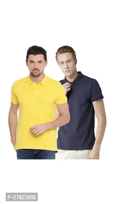 Reliable Multicoloured Cotton Solid Polos For Men Pack Of 2-thumb0