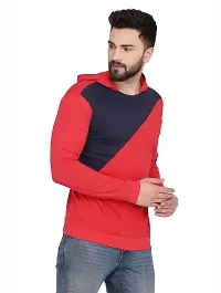 Stylish Red Cotton Blend Solid T-Shirt For Men-thumb1