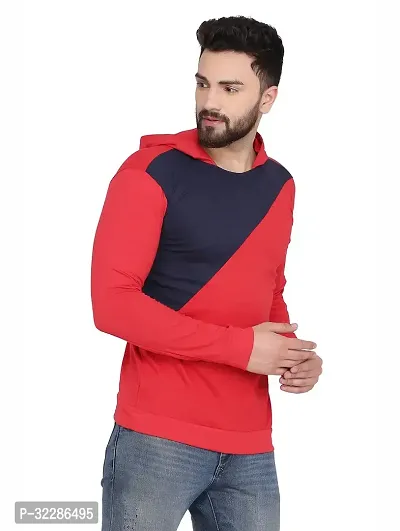 Stylish Red Cotton Blend Solid T-Shirt For Men-thumb2