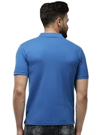 Stylish Blue Cotton Blend Solid T-Shirt For Men-thumb2