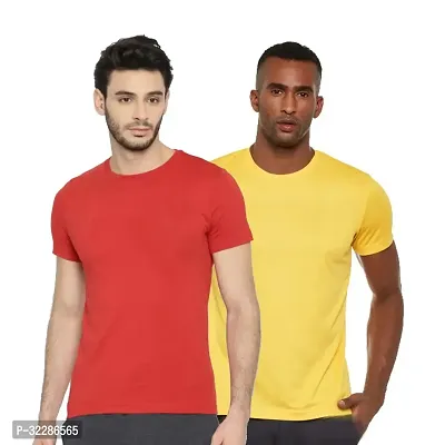 Stylish Multicoloured Polyester Solid T-Shirt For Men Pack Of 2