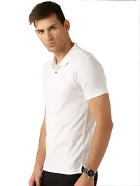 Stylish Multicoloured Cotton Blend Solid Polos T-Shirt For Men Pack Of 2-thumb1