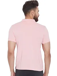 Stylish Pink Cotton Blend Solid T-Shirt For Men-thumb2