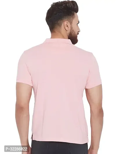 Stylish Pink Cotton Blend Solid T-Shirt For Men-thumb3