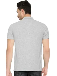 Stylish Grey Cotton Blend Solid T-Shirt For Men-thumb2