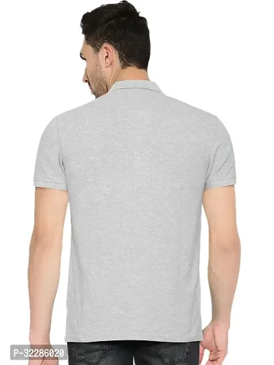 Stylish Grey Cotton Blend Solid T-Shirt For Men-thumb3