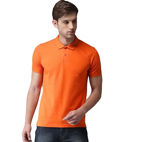 Stylish Blend Solid Polos T-Shirt For Men