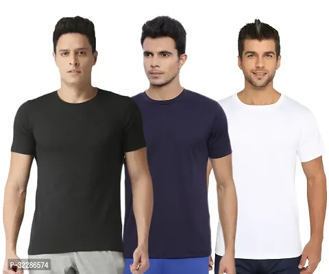 Stylish Multicoloured Polyester Solid T-Shirt For Men Pack Of 3