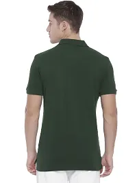 Stylish Green Cotton Blend Solid Polos T-Shirt For Men-thumb2