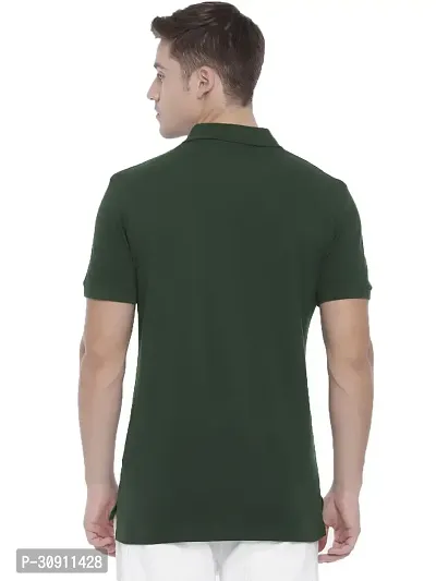 Stylish Green Cotton Blend Solid Polos T-Shirt For Men-thumb3