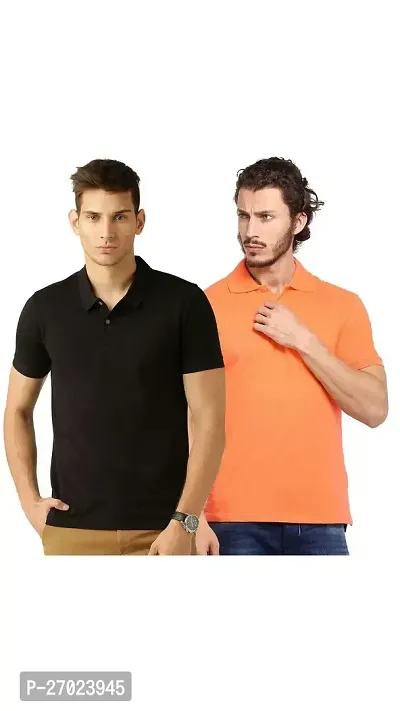 Reliable Multicoloured Cotton Solid Polos For Men Pack Of 2-thumb0