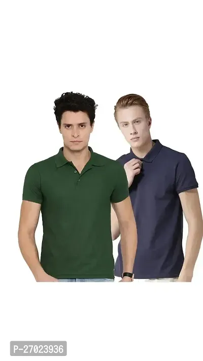 Reliable Multicoloured Cotton Solid Polos For Men Pack Of 2-thumb0