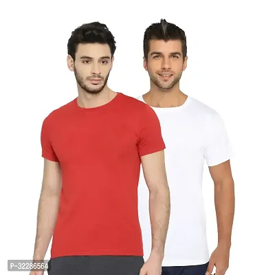 Stylish Multicoloured Polyester Solid T-Shirt For Men Pack Of 2