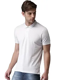 Stylish White Cotton Blend Solid T-Shirt For Men-thumb1