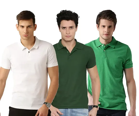 Reliable Blend Solid Polos For Men Pack Of 3