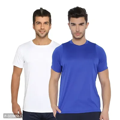 Stylish Multicoloured Polyester Solid T-Shirt For Men Pack Of 2