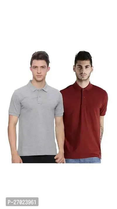 Reliable Multicoloured Cotton Solid Polos For Men Pack Of 2-thumb0