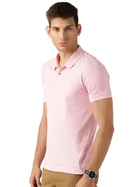 Stylish Multicoloured Cotton Blend Solid Polos T-Shirt For Men Pack Of 2-thumb1