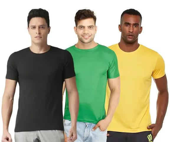 Reliable Solid Round Neck Tees For Men Pack Of 3